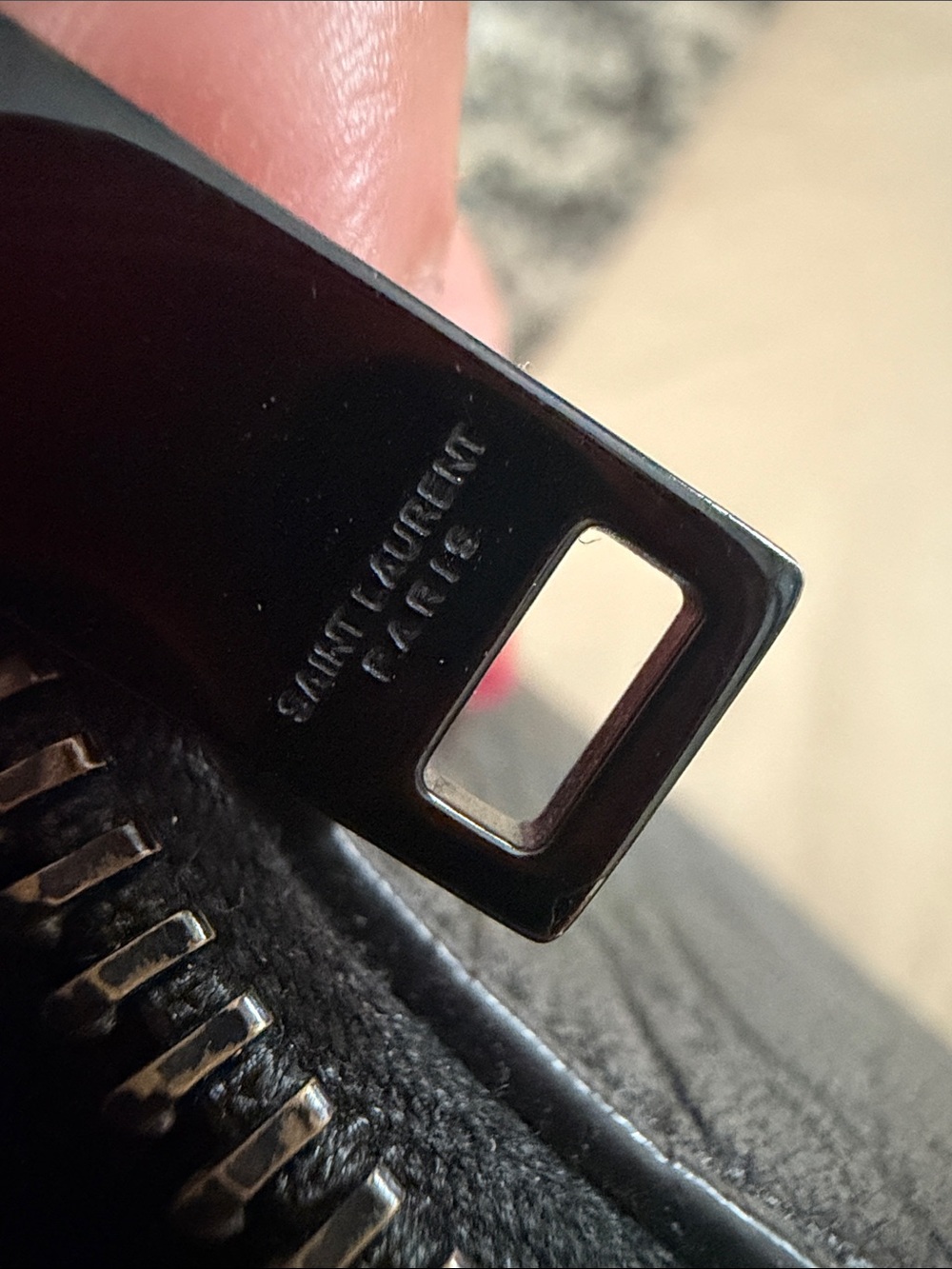 Saint Laurent Black Croc-Embossed Leather Zip Pouch Clutch - Picture 8 of 9